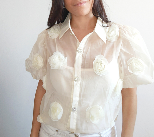 BLUSA ROSAS BEIGE