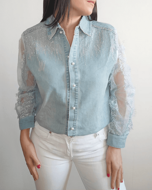 CAMISA DENIM ENCAJE